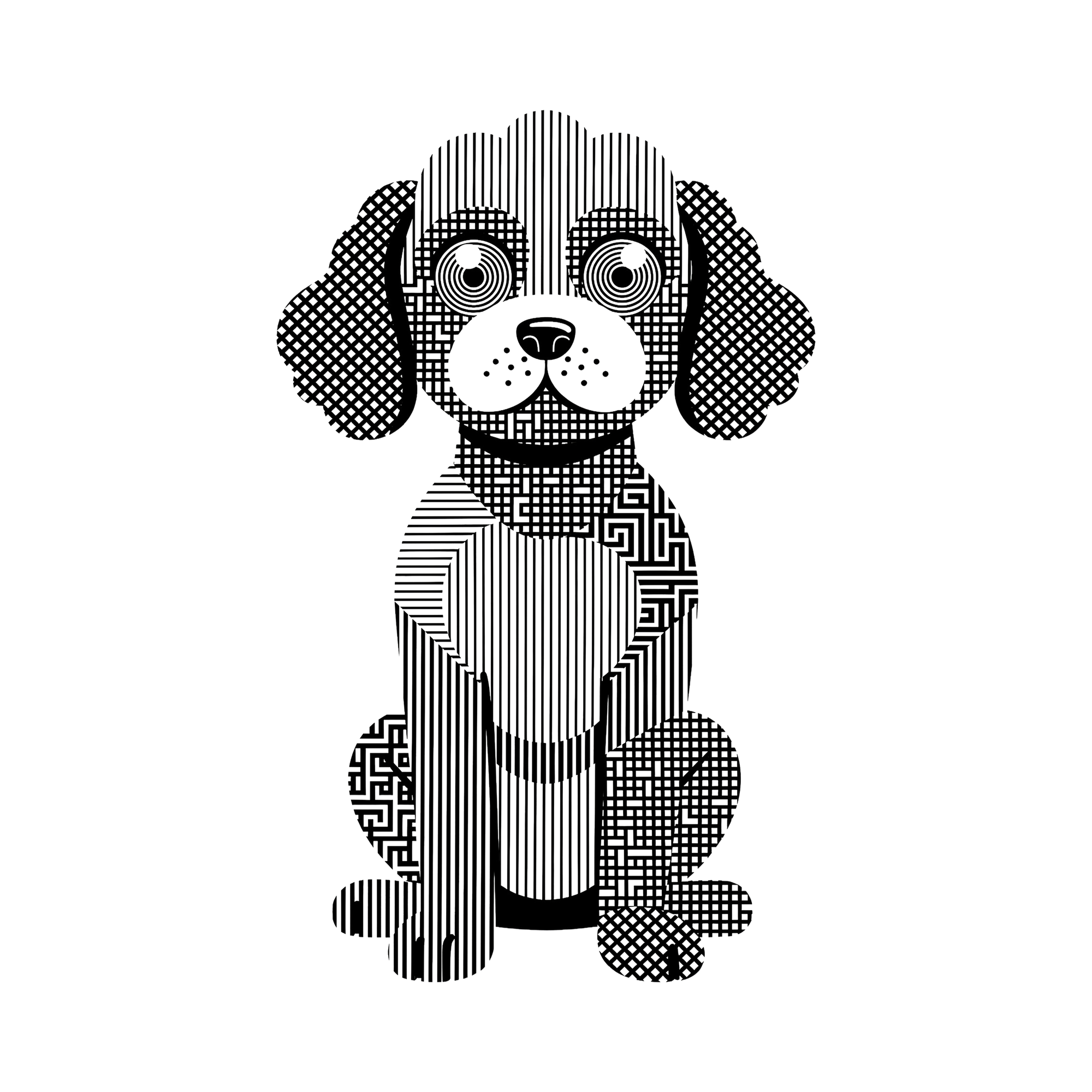 Cockapoo Geometric Line Art - White