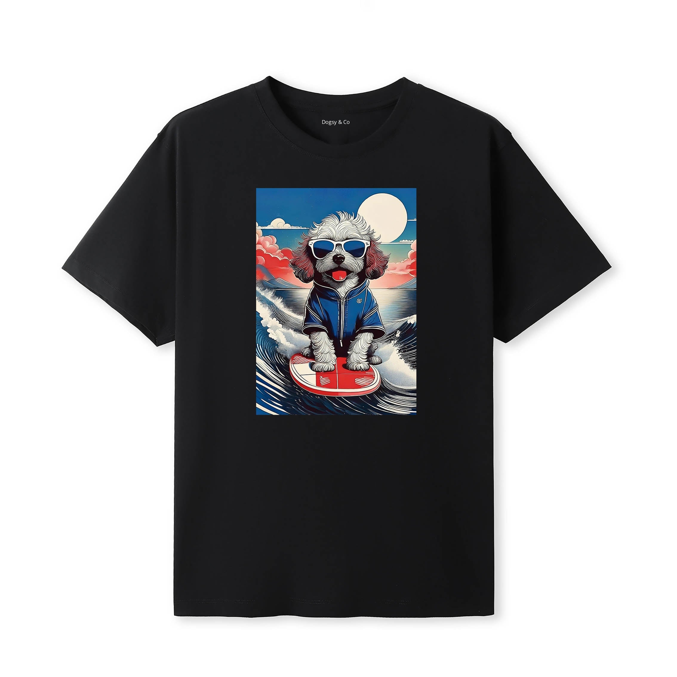 Cockapoo Surfer Hokusai Dogs T-Shirt Artwork
