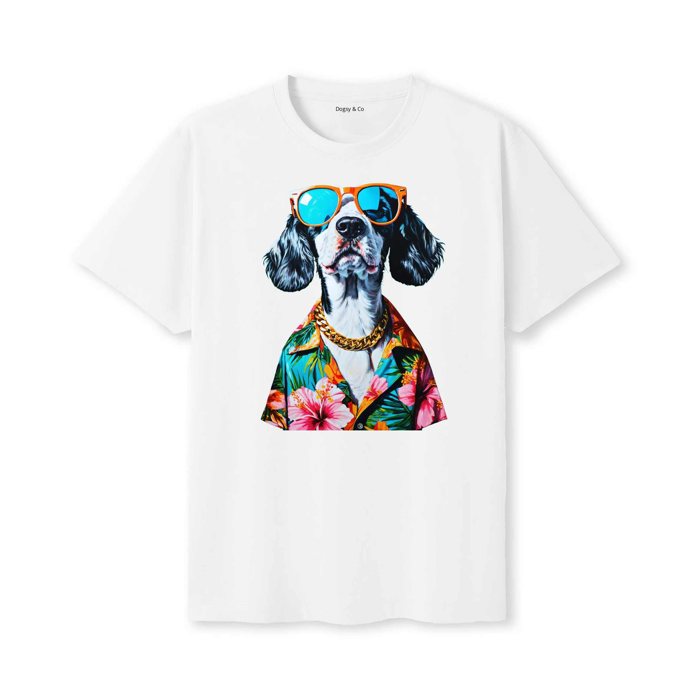 Cocker Spaniel Hawaii Dog T-Shirt - White