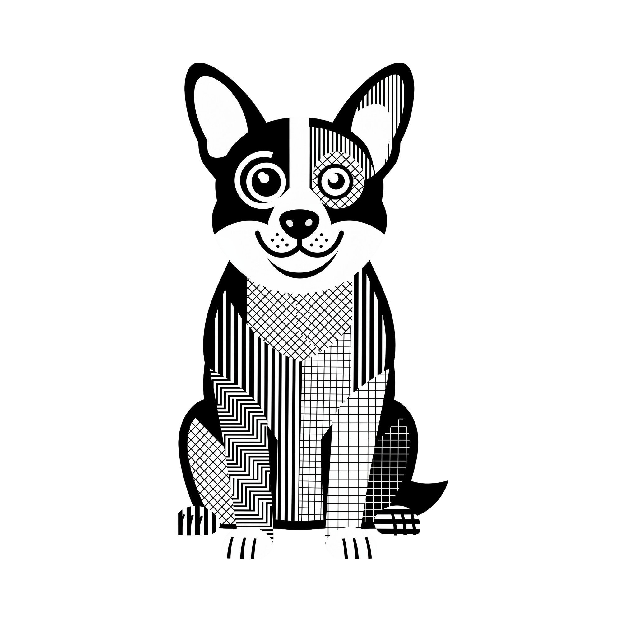 Corgi Geometric Line Art - White