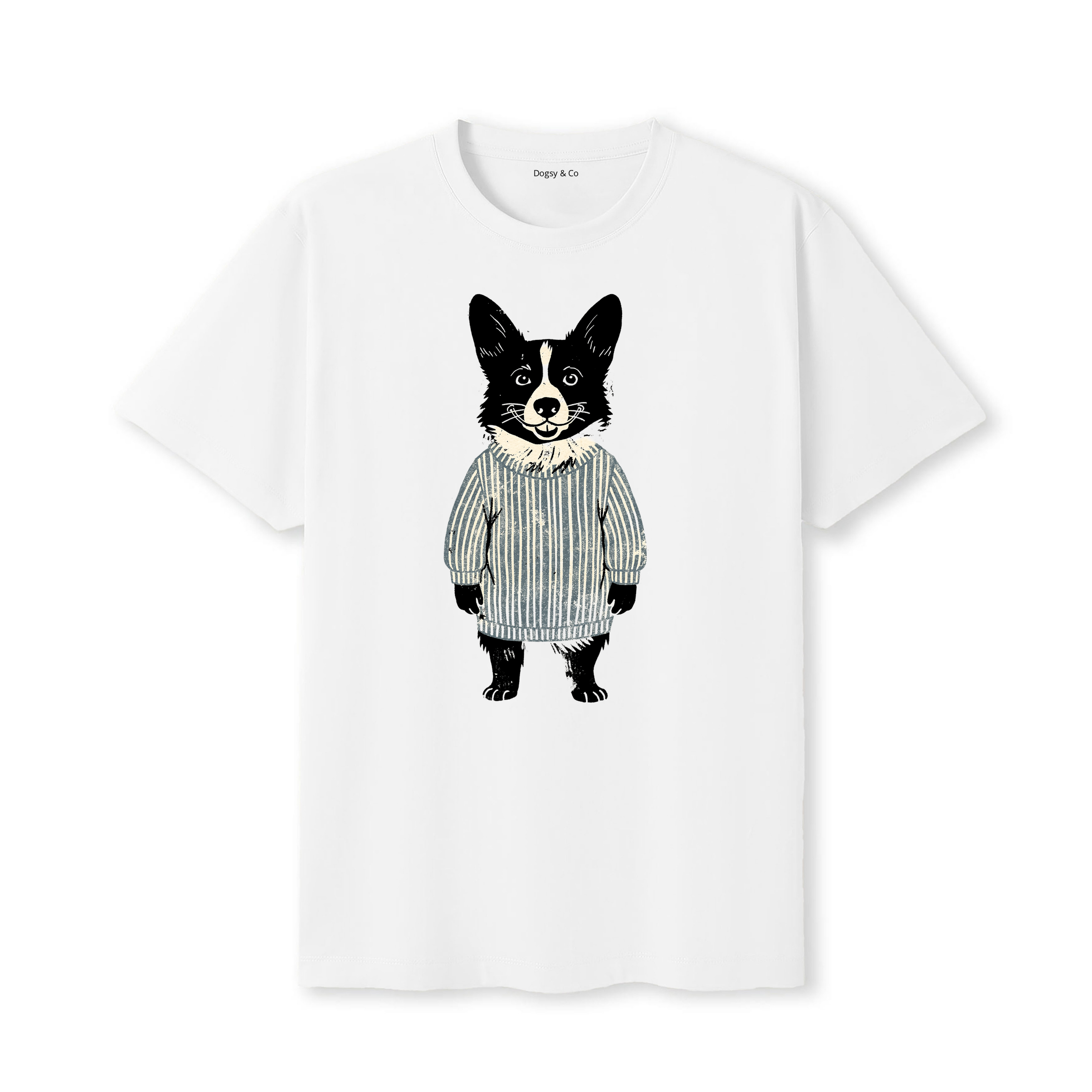 Corgi Jumper Dog T-Shirt - White
