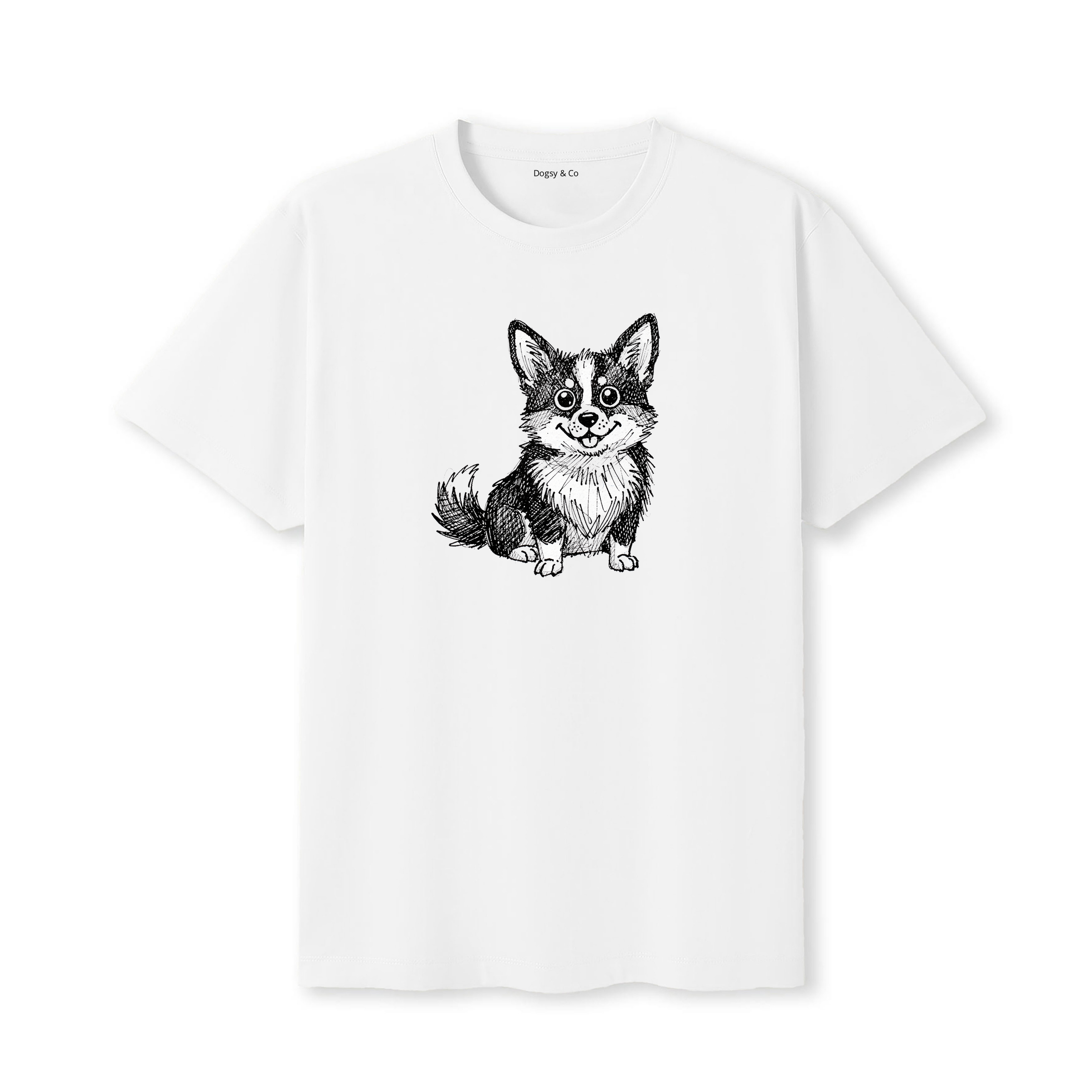Corgi Scraggy Dog T-Shirt - White