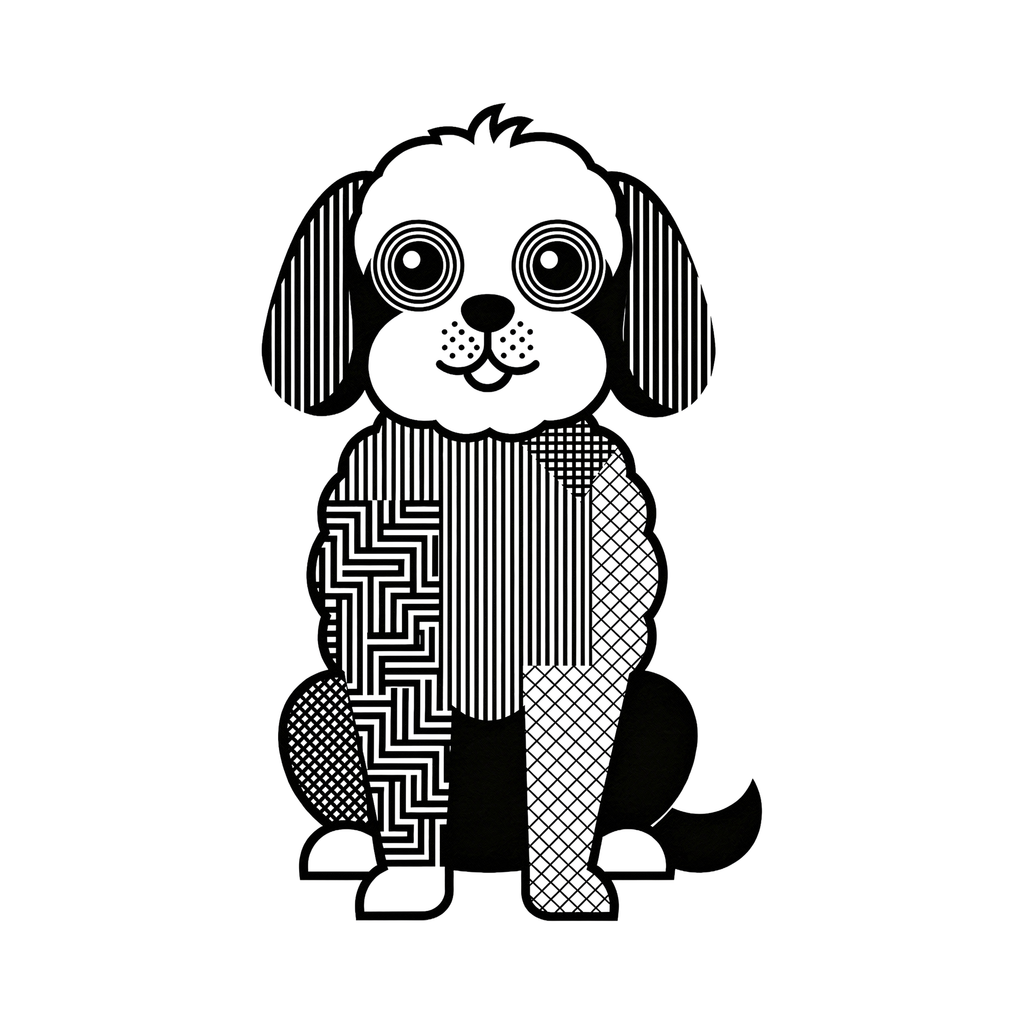 Coton de Tulear Geometric Line Art - White