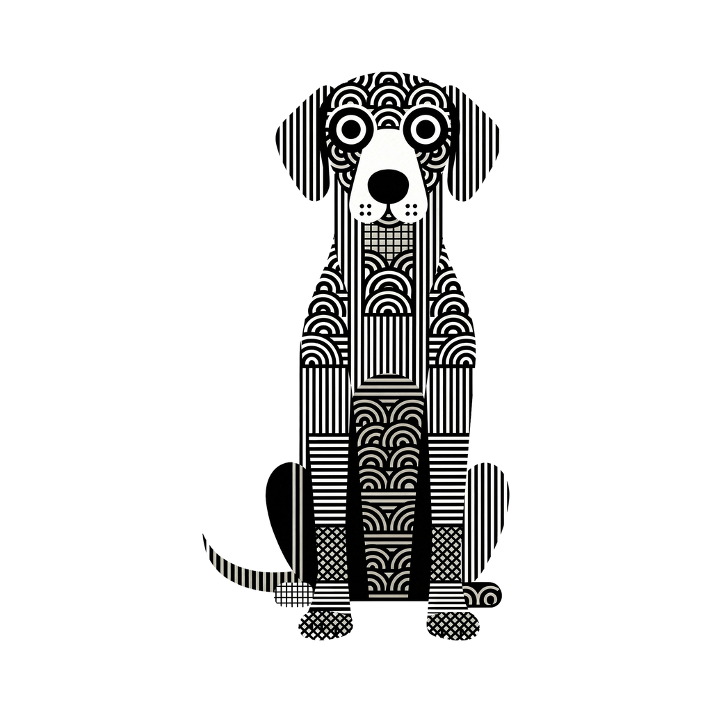 Curly Coated Retriever Geometric Line Art - White