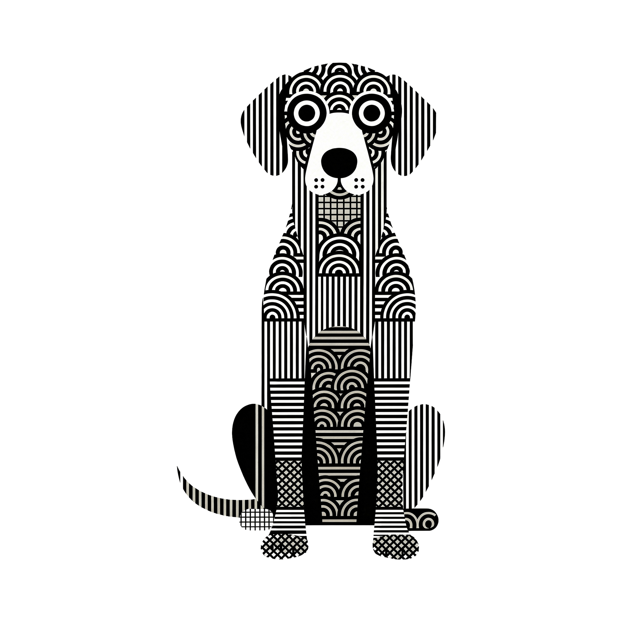 Curly Coated Retriever Geometric Line Art - White