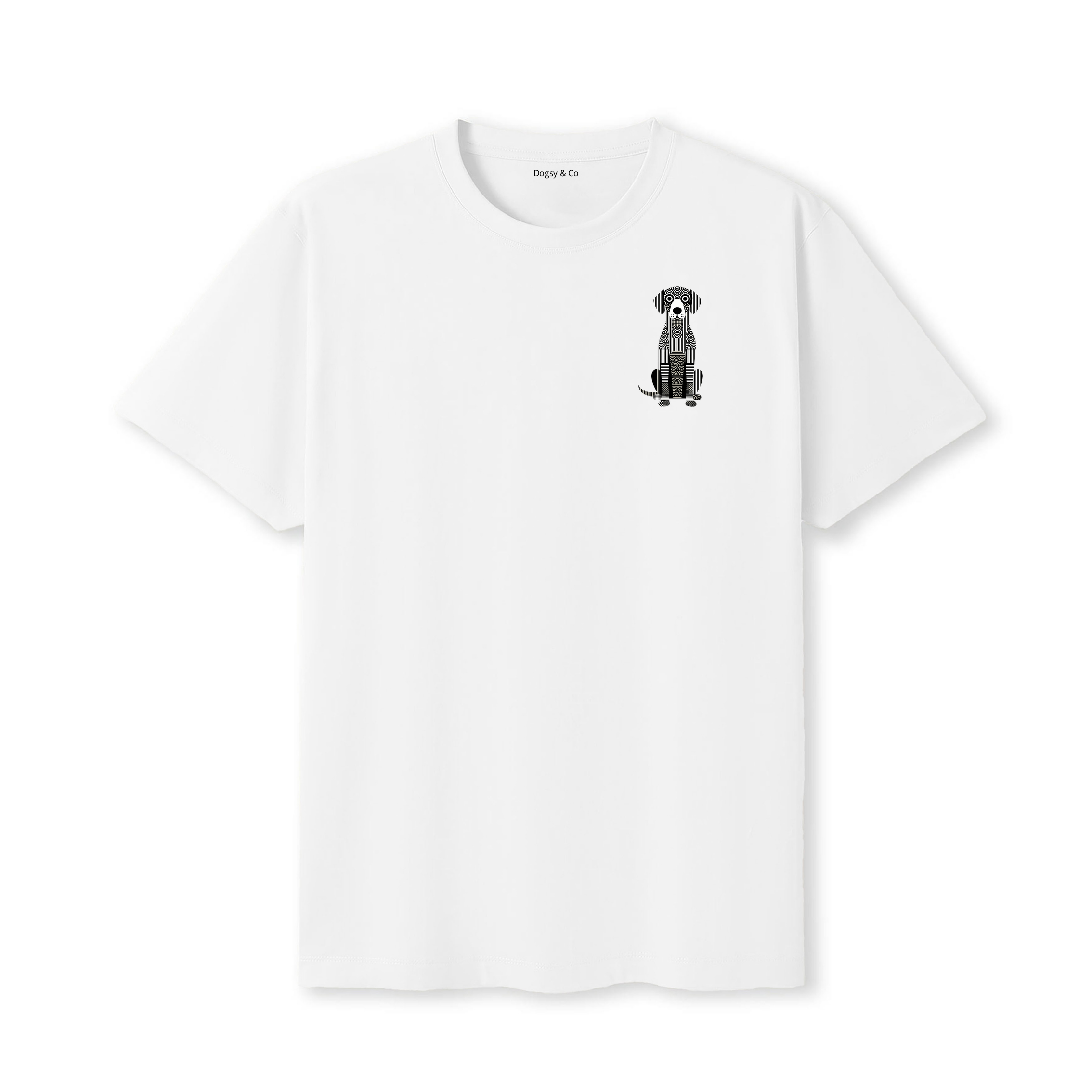 Curly Coated Retriever Geometric Line T-Shirt - White
