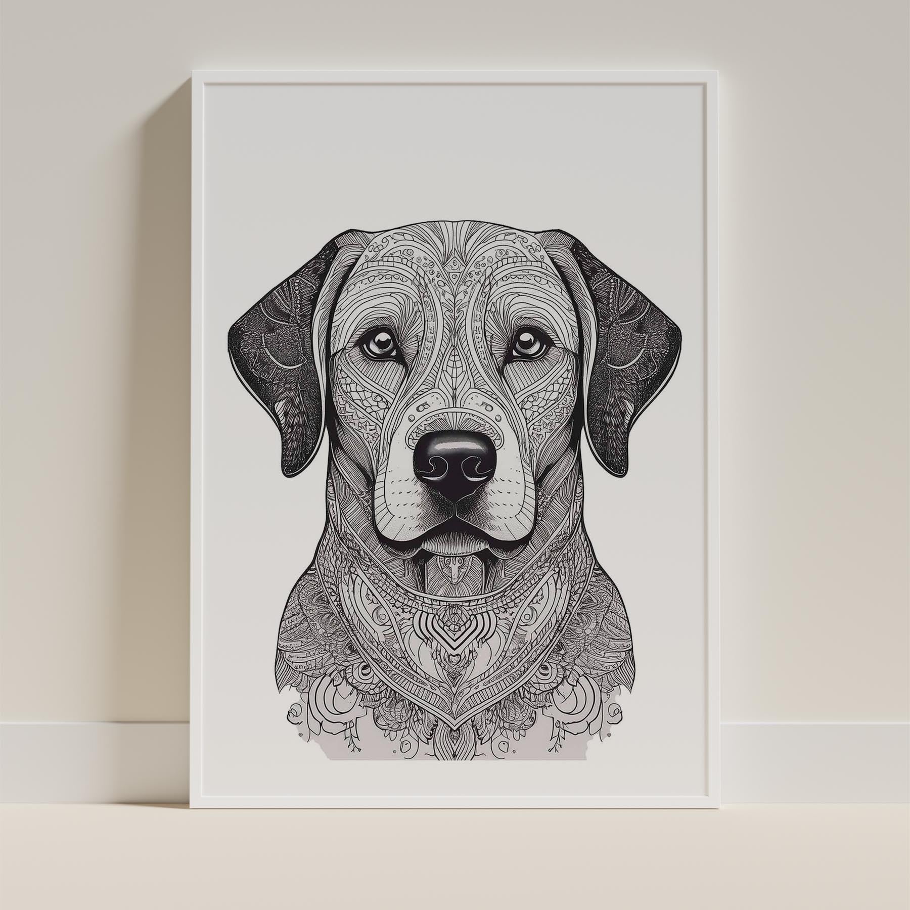 Labrador Retriever Mandala Black and White Dog Series image 9