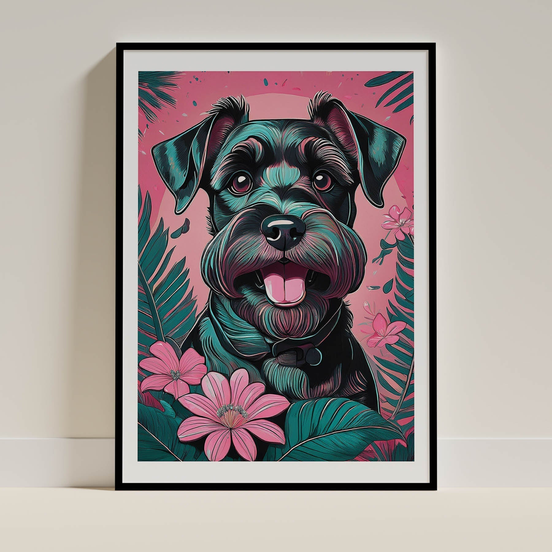 Miniature Schnauzer Flowery Dog image 0