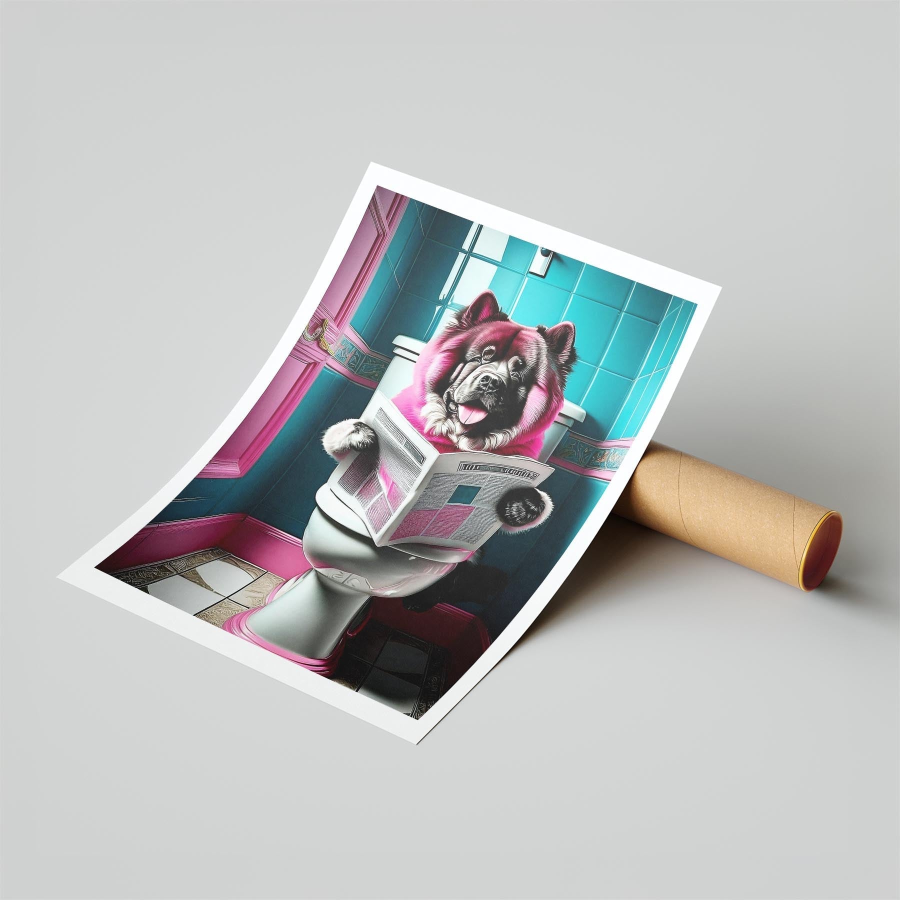 Chow Chow Toilet Dogs PInk and Turquise image 6