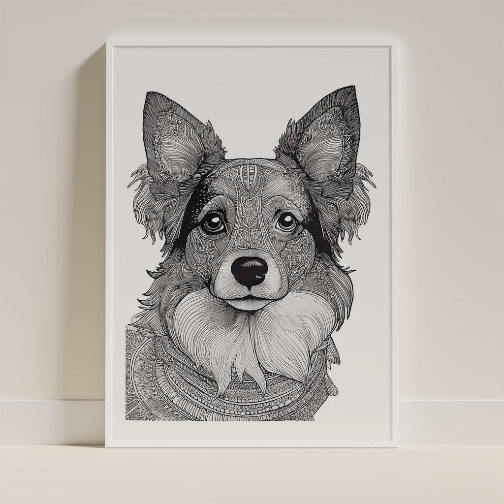 Papillon Mandala Black and White Dog Series image 9