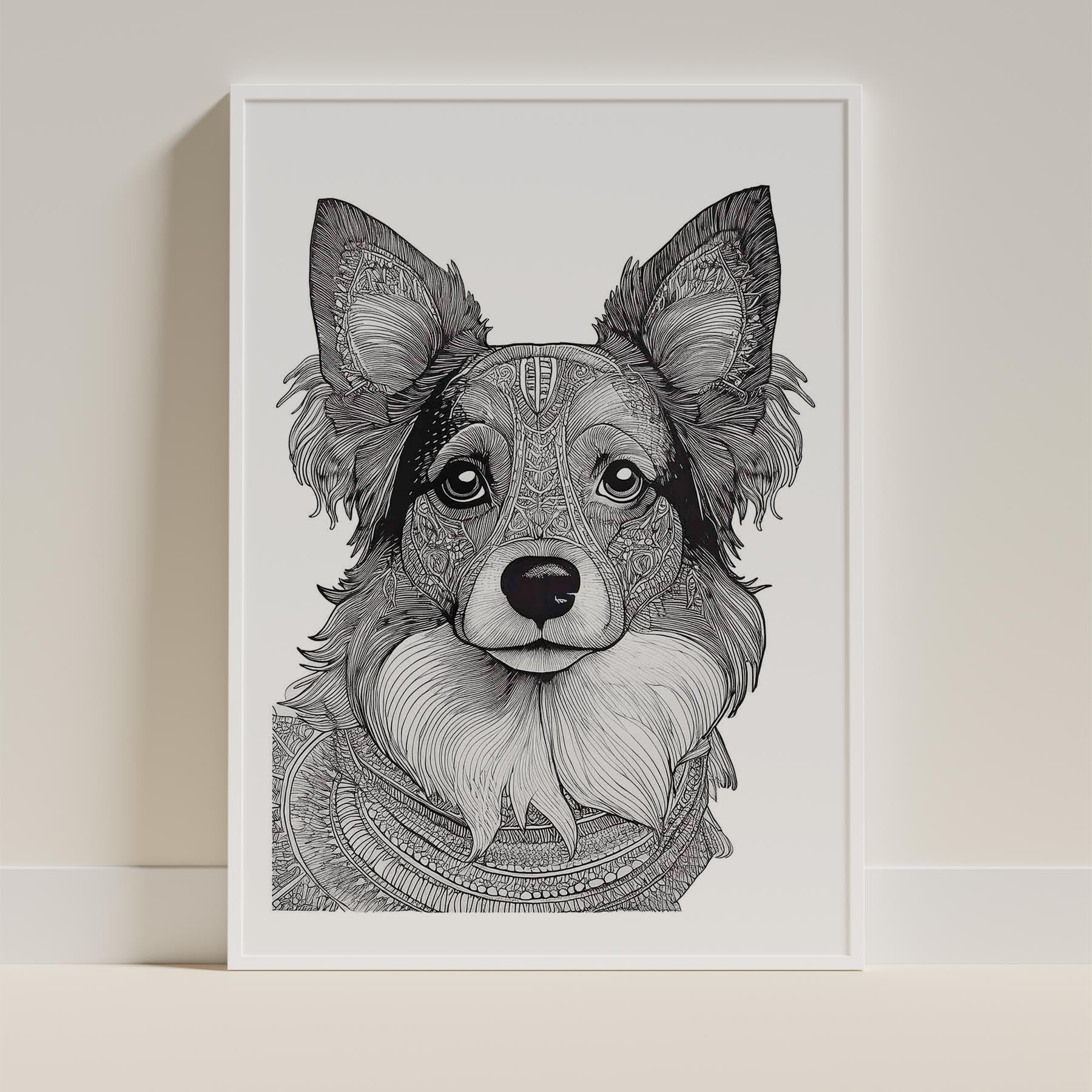 Papillon Mandala Black and White Dog Series image 9