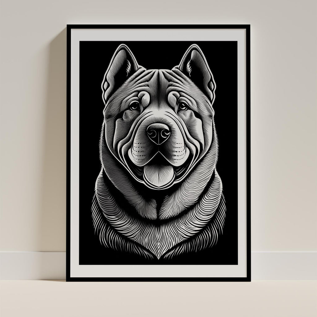 Shar Pei Line Dog Series in Black and White image 0