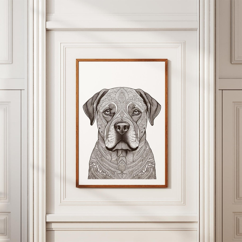 Bullmastiff Mandala Black and White Dog Series image 3