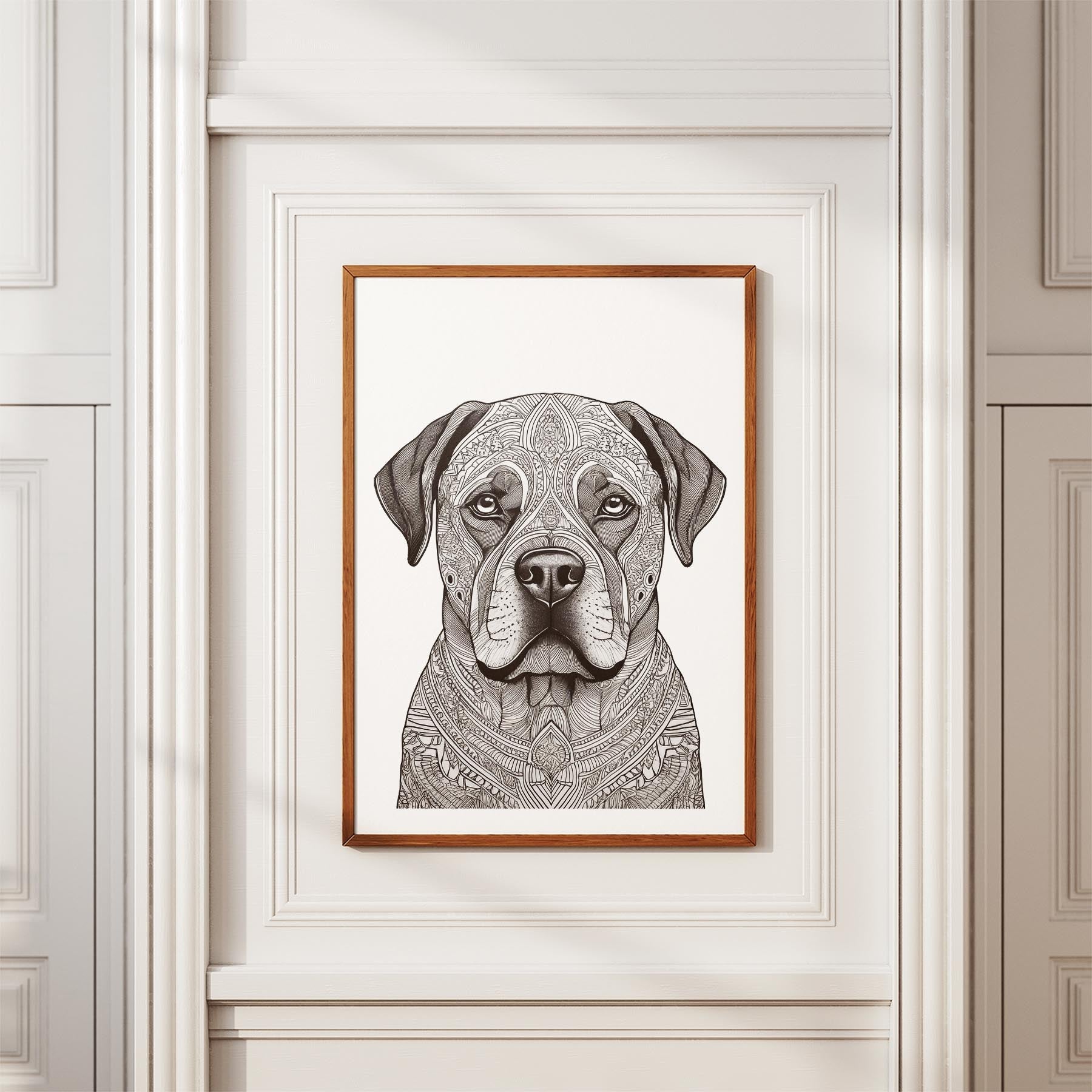 Bullmastiff Mandala Black and White Dog Series image 3