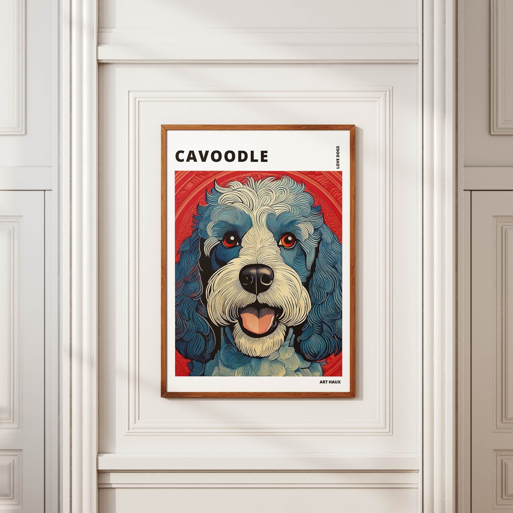 Cavoodle Hokusai Japanese Inspired Dog Series with Text image 3