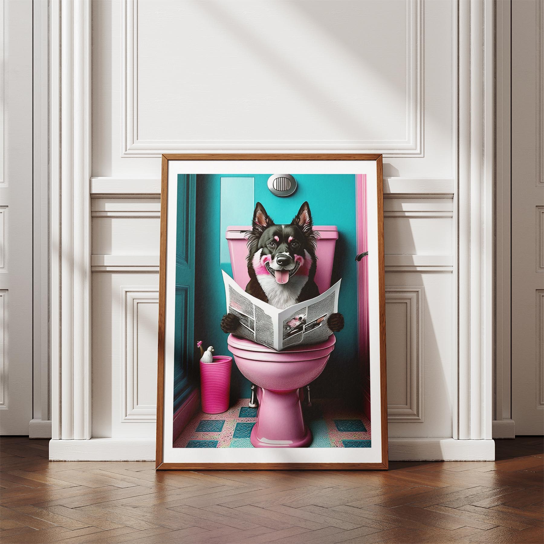 Finnish Lapphund Toilet Dogs PInk and Turquise image 4