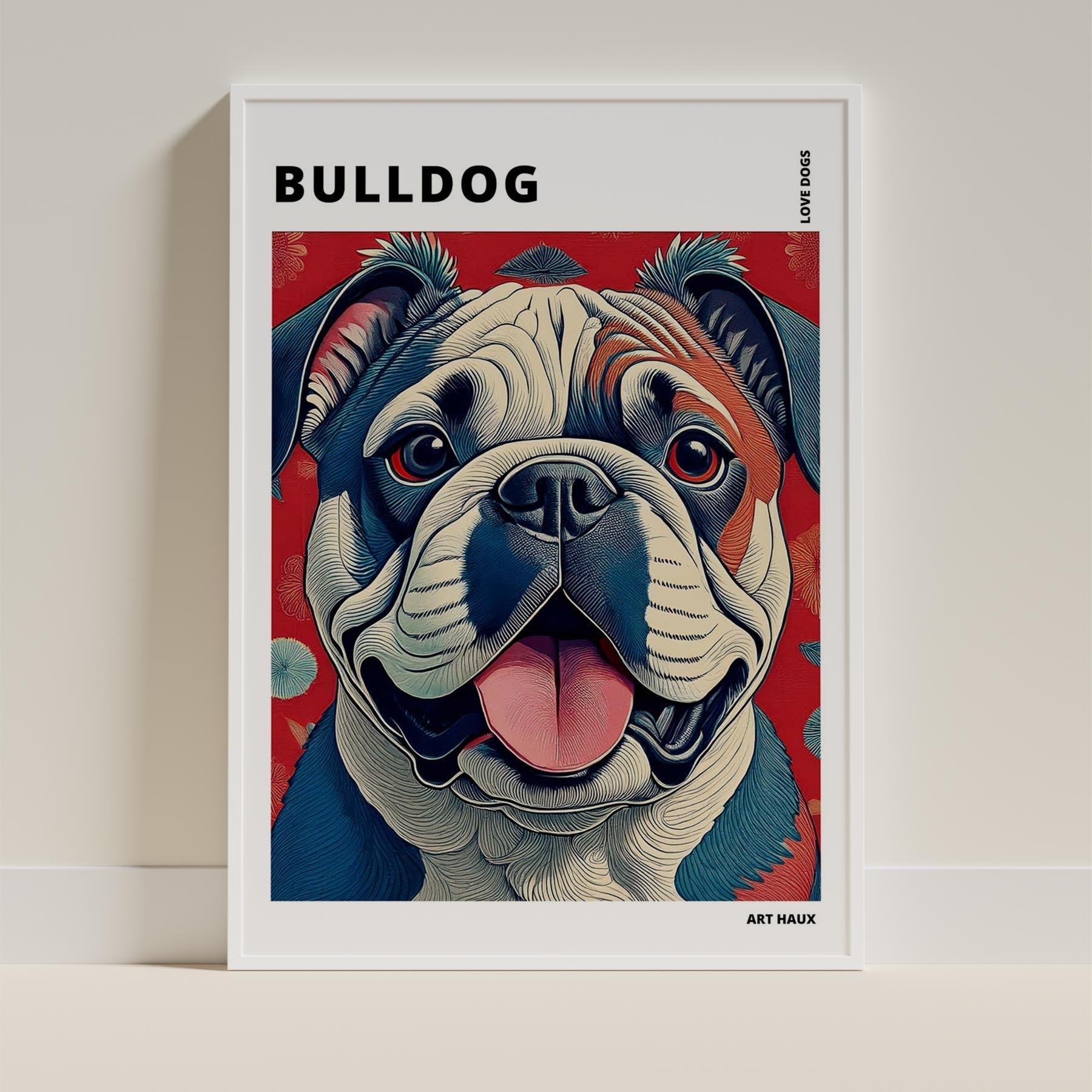 Bulldog Hokusai Japanese Inspired Dog Series with Text image 8
