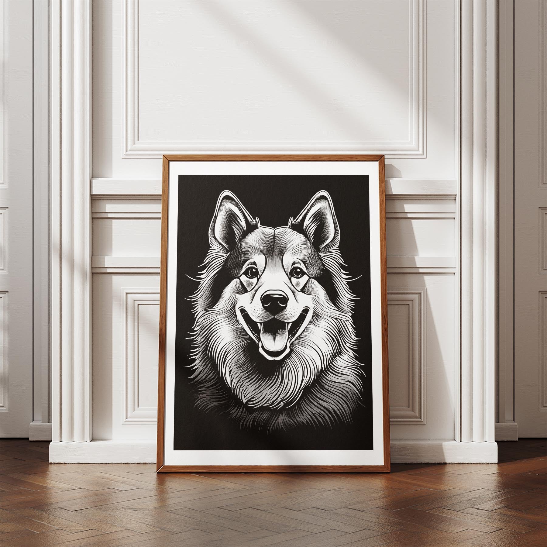 Samoyed Line Dog Series in Black and White image 4