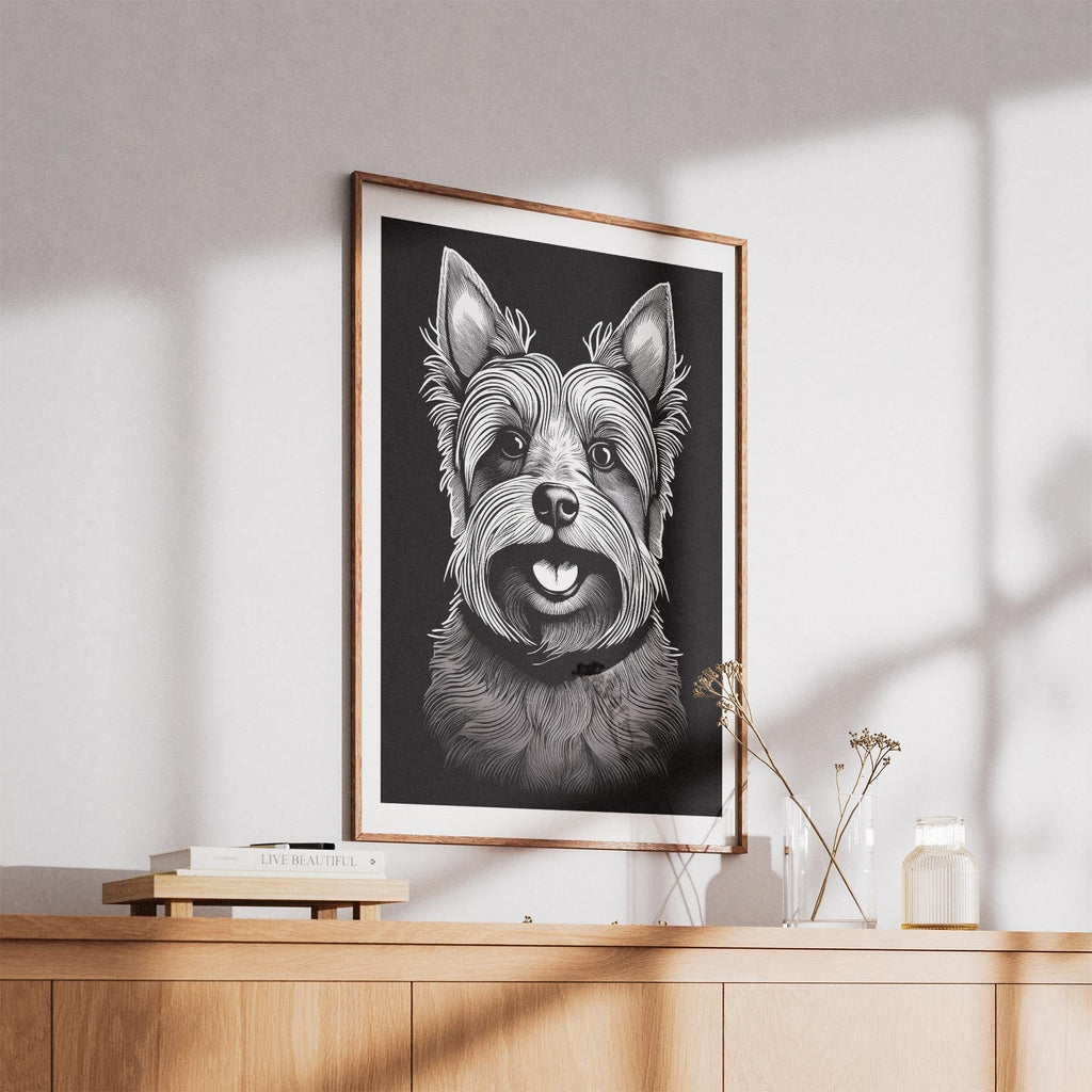 Yorkshire Terrier Line Dog Series in Black and White image 5