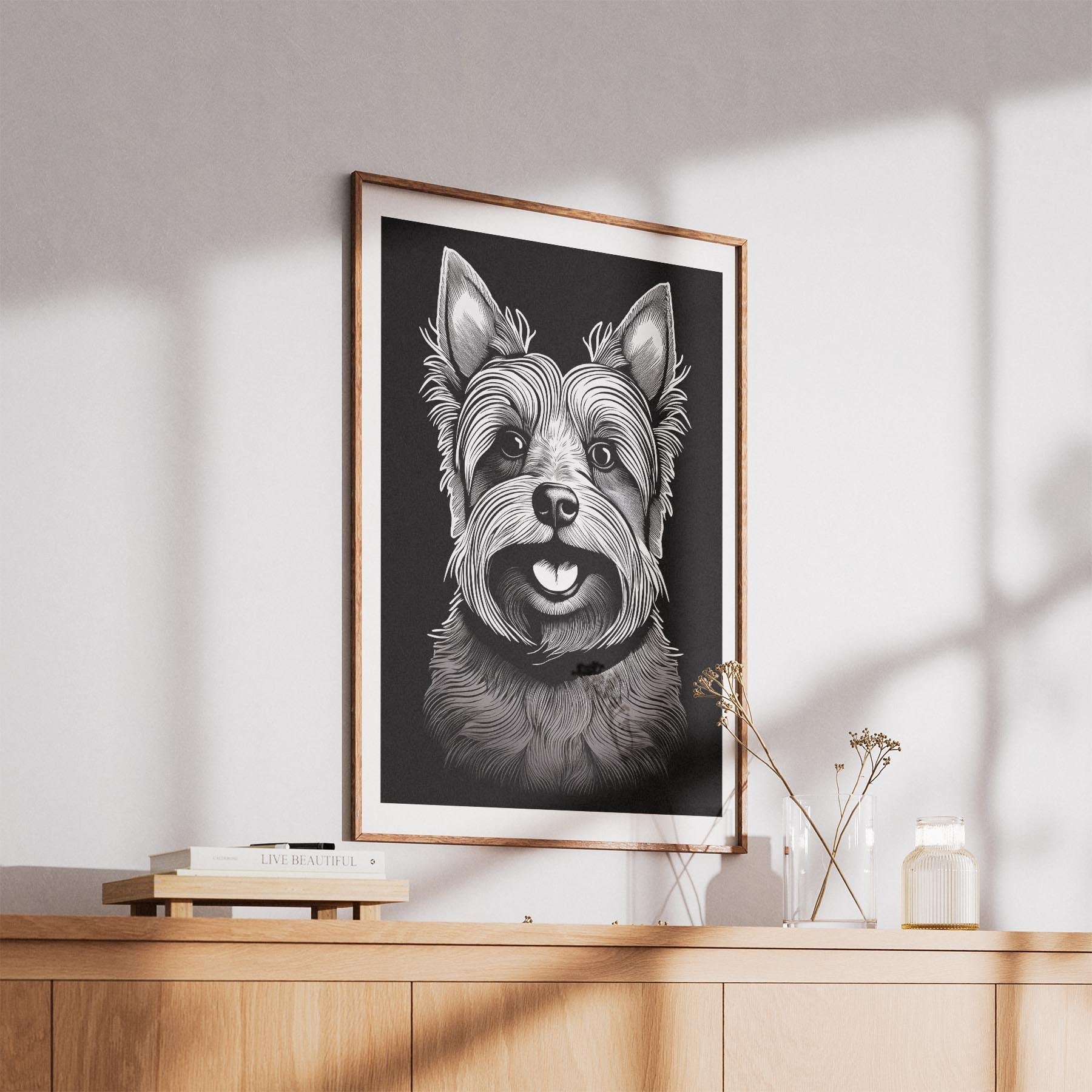 Yorkshire Terrier Line Dog Series in Black and White image 5