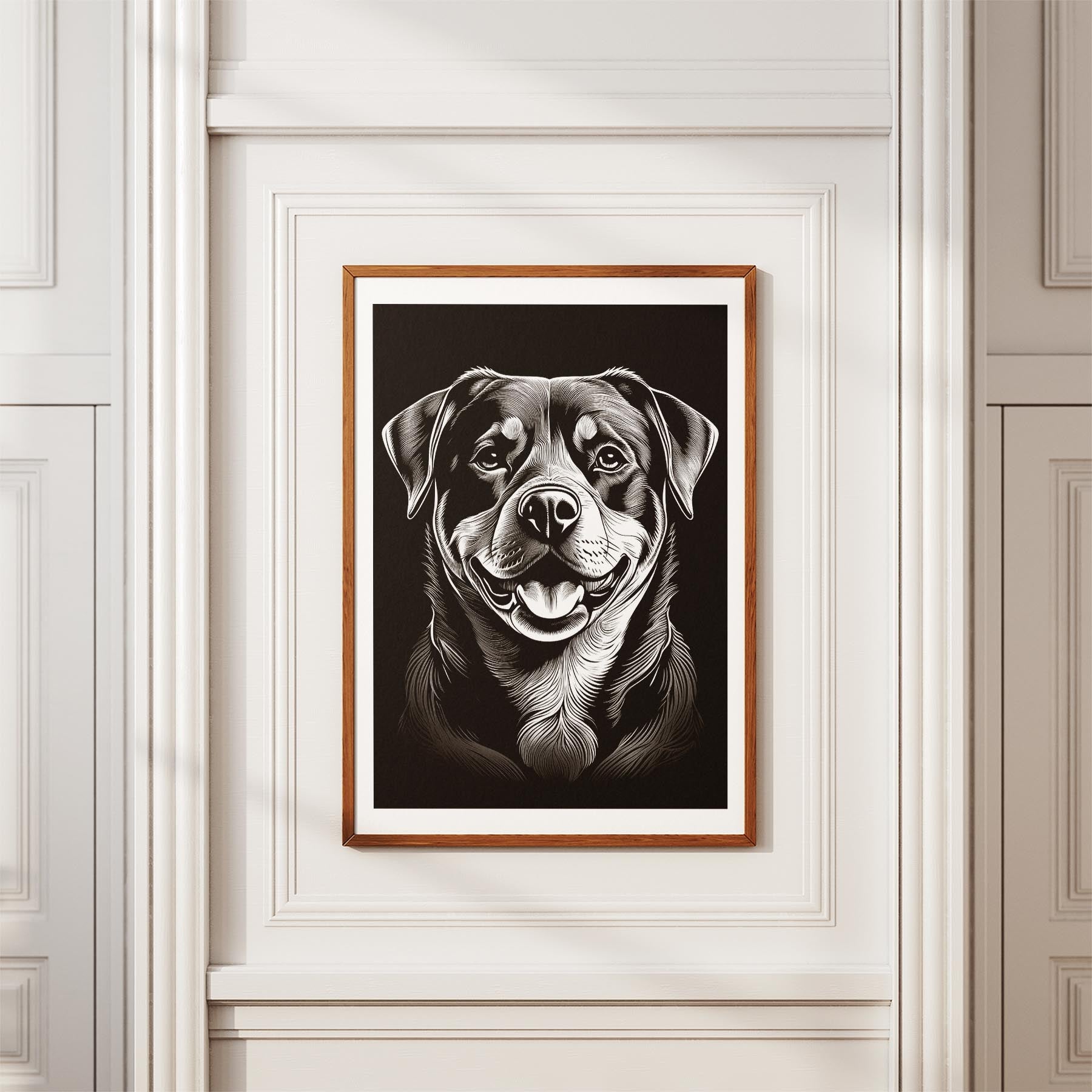 Rottweiler Line Dog Series in Black and White image 3