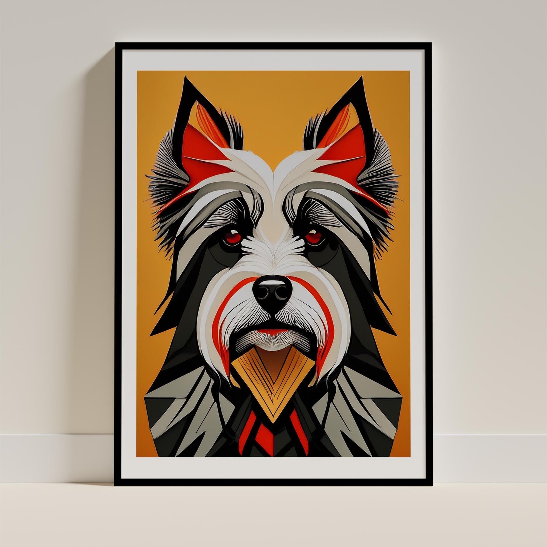 Australian Silky Terrier Geometric Orange Series image 0