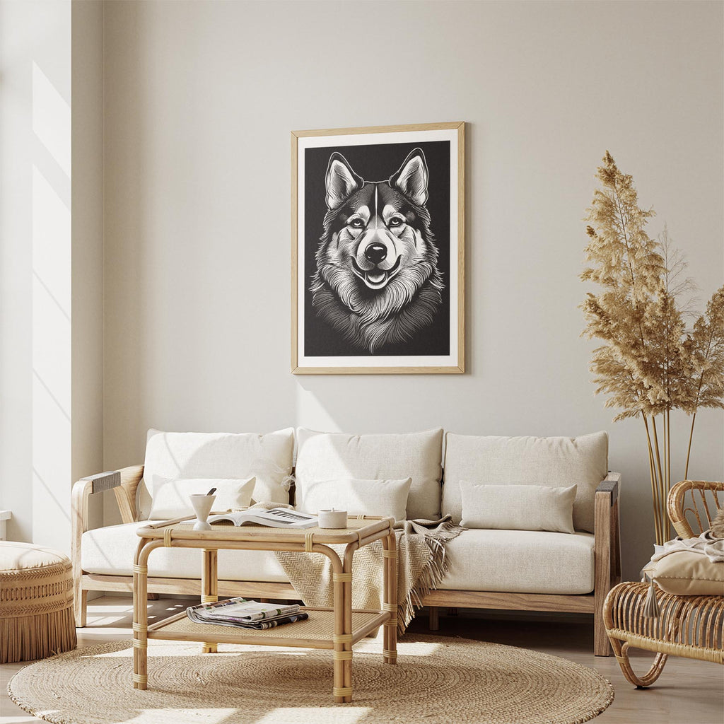 Alaskan Malamute Line Dog Series in Black and White image 2