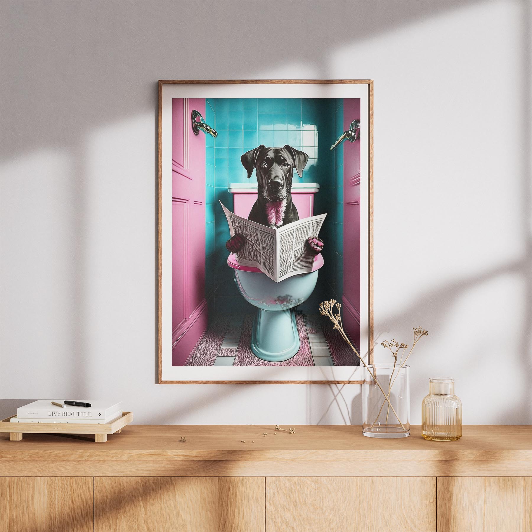 Rhoedesian Ridgeback Toilet Dogs PInk and Turquise image 8