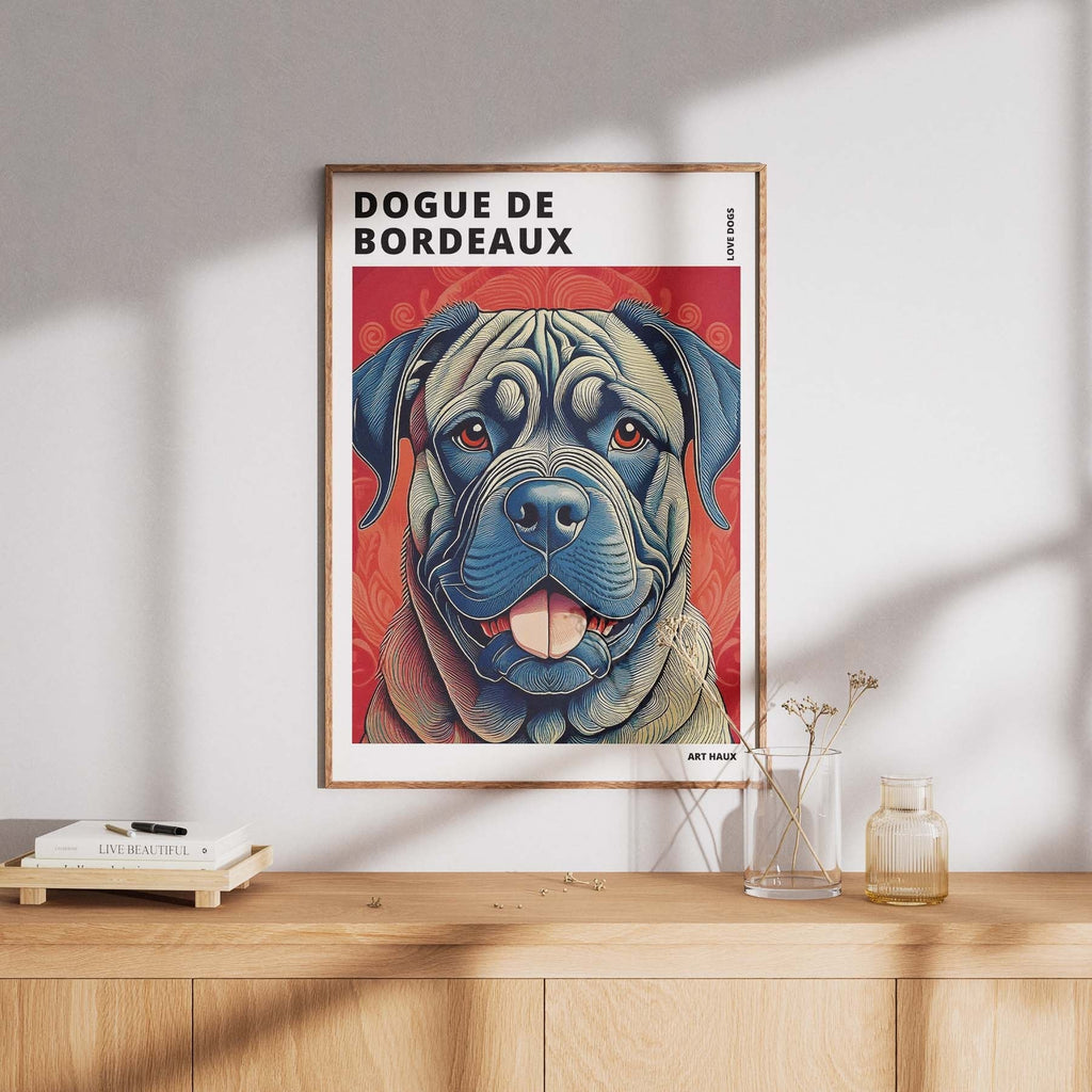 Dogue de Bordeaux Hokusai Japanese Inspired Dog Series with Text image 7