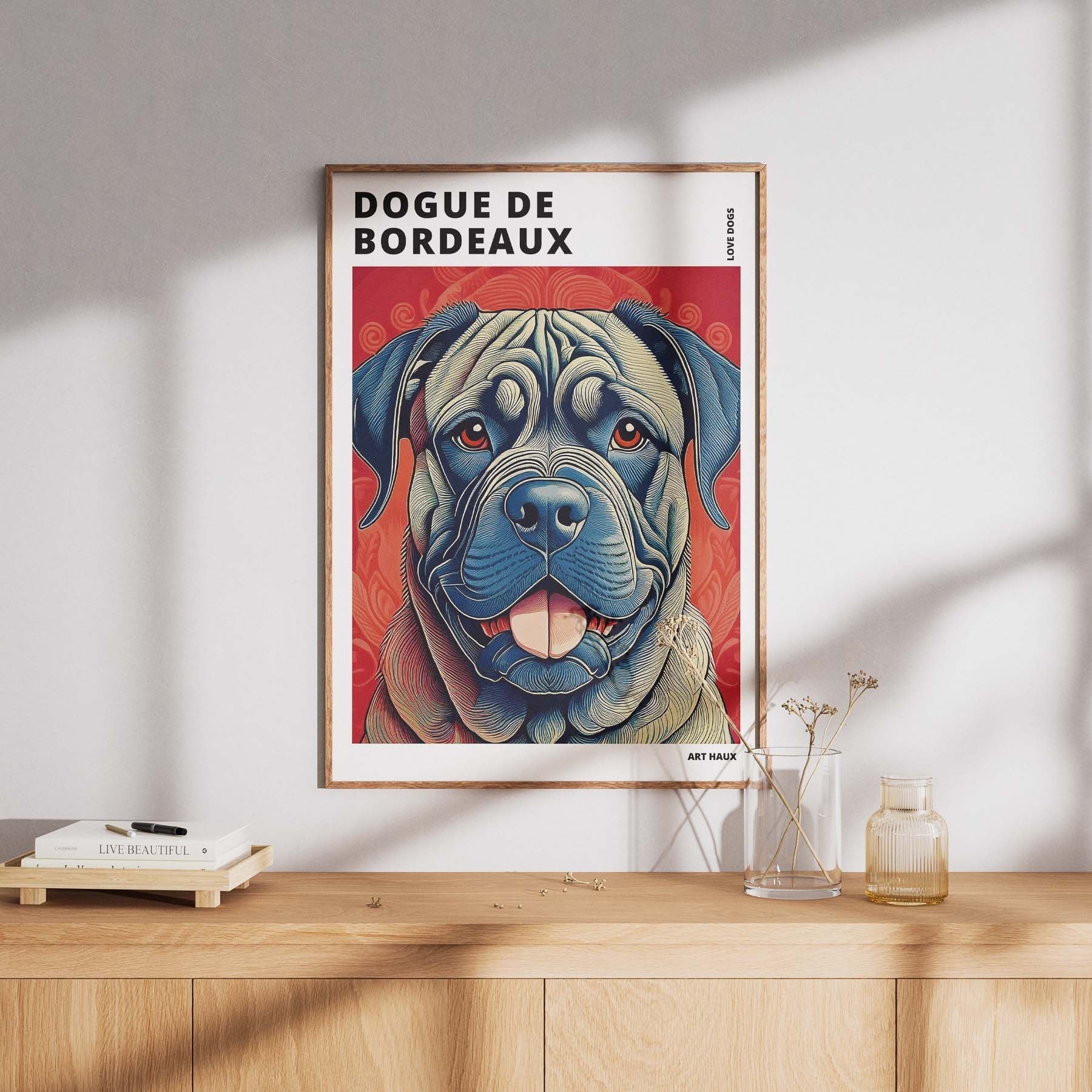 Dogue de Bordeaux Hokusai Japanese Inspired Dog Series with Text image 7