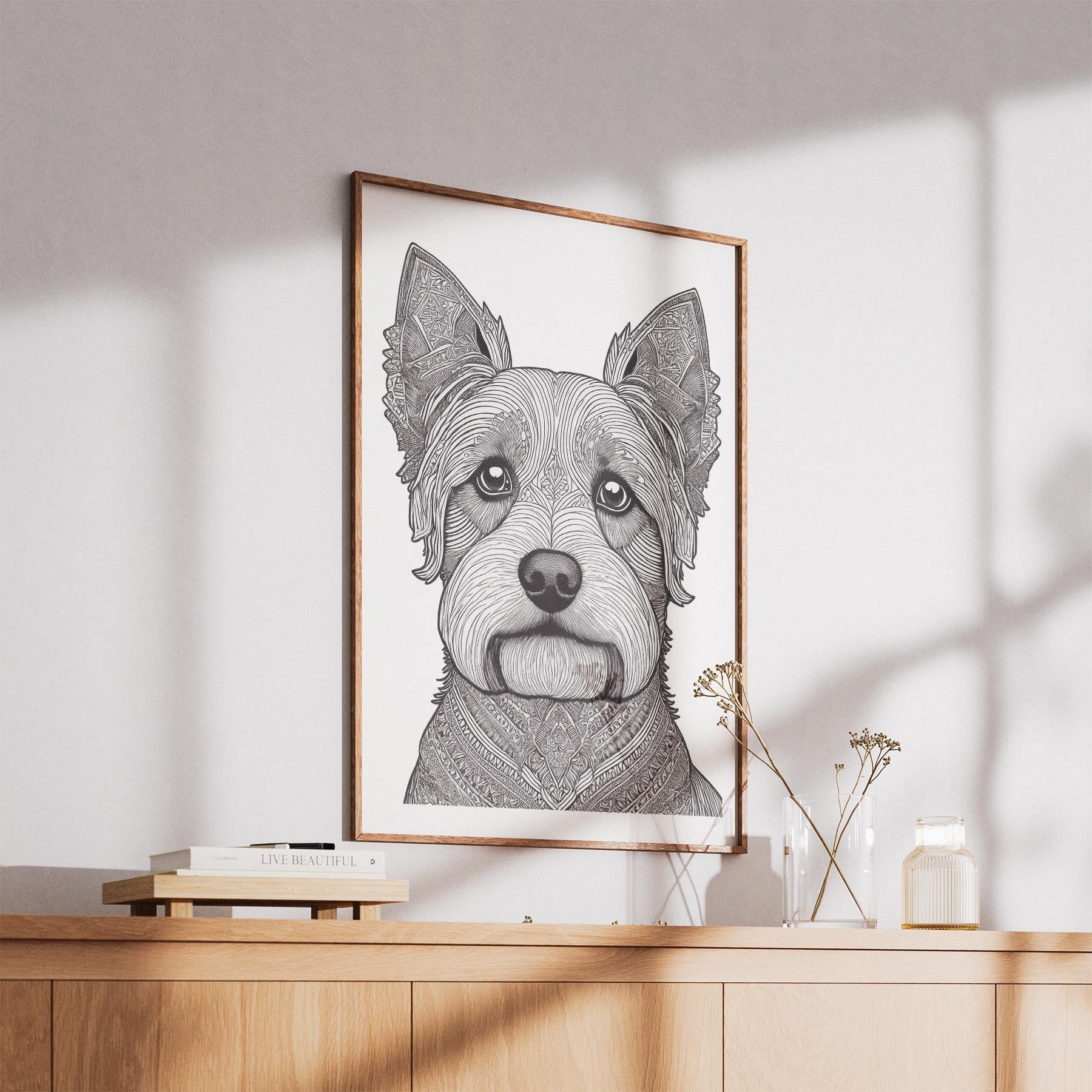 Yorkshire Terrier Mandala Black and White Dog Series image 5