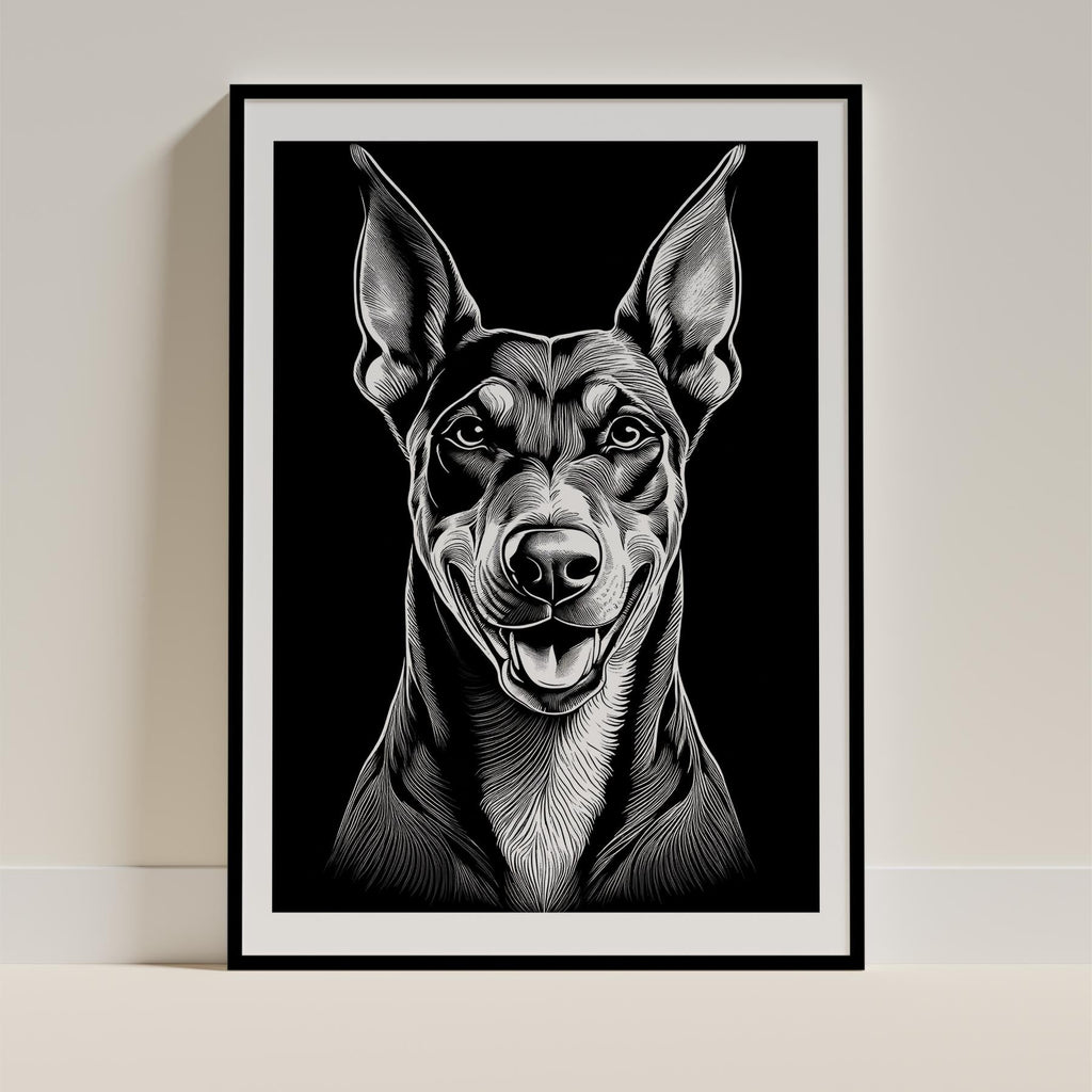 Doberman Line Dog Series in Black and White image 0