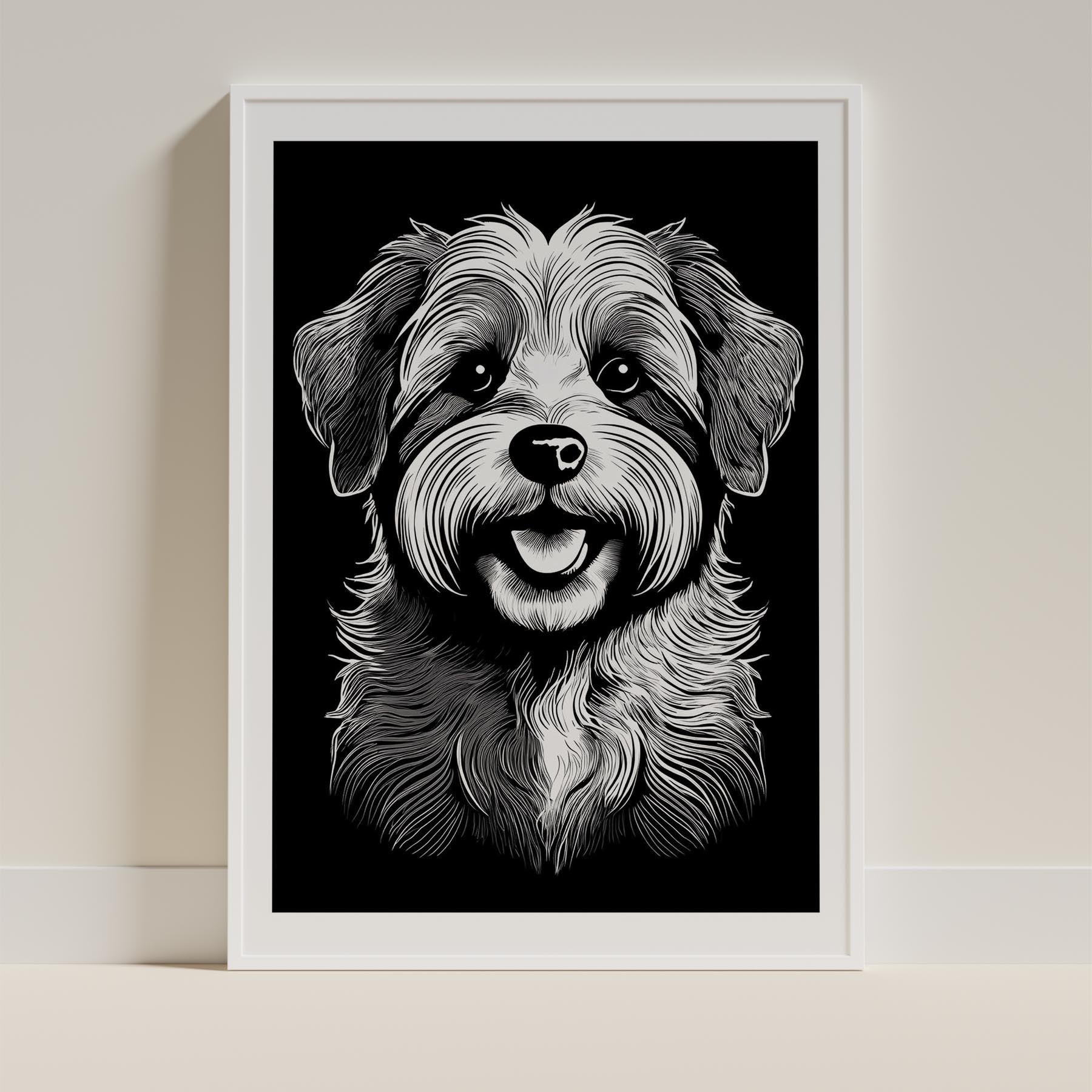 Havanese Line Dog Series in Black and White image 9