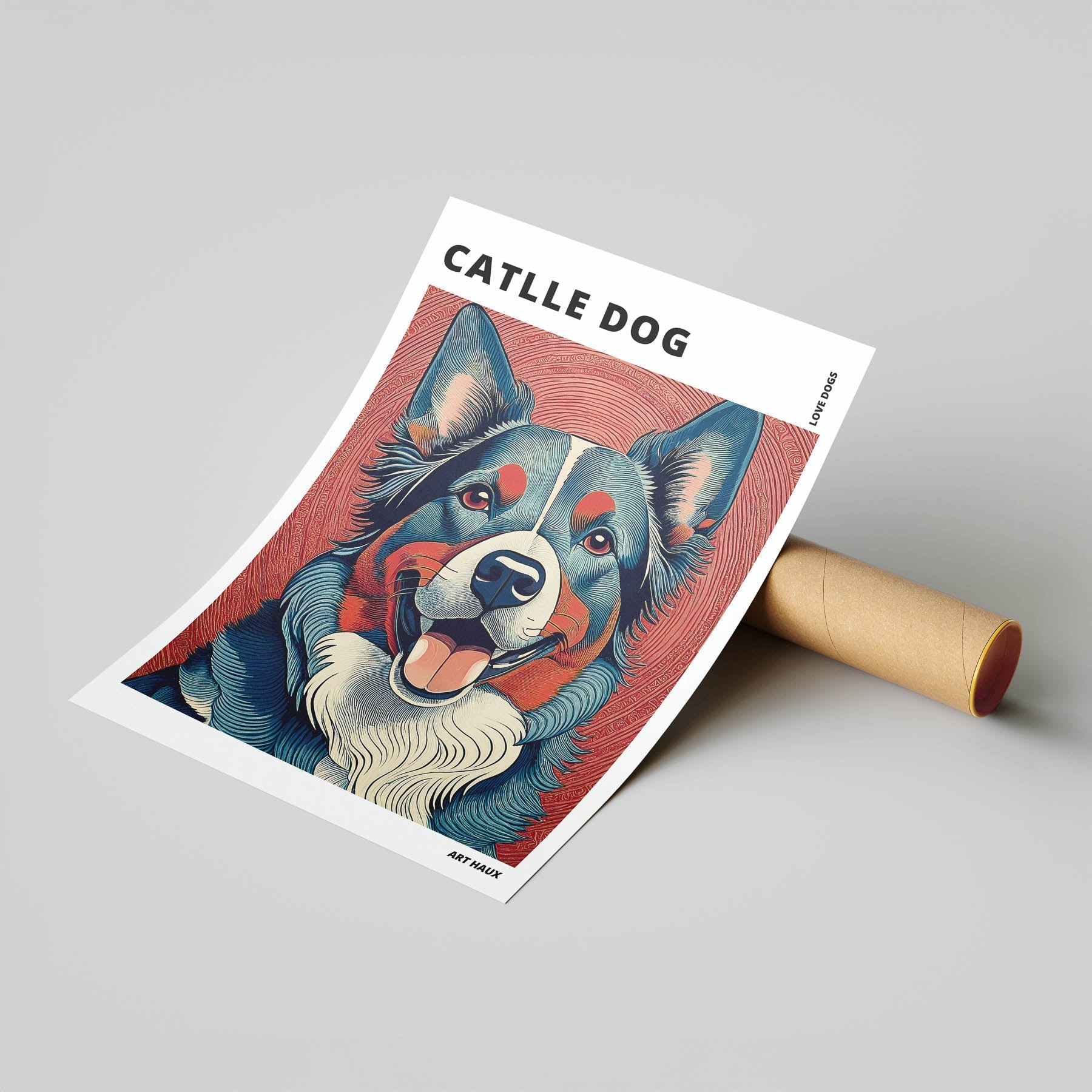 Cattle Dog Hokusai Japanese Inspired Dog Series with Text image 6