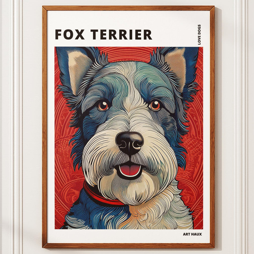 Fox Terrier Hokusai Japanese Inspired Dog Series with Text image 9