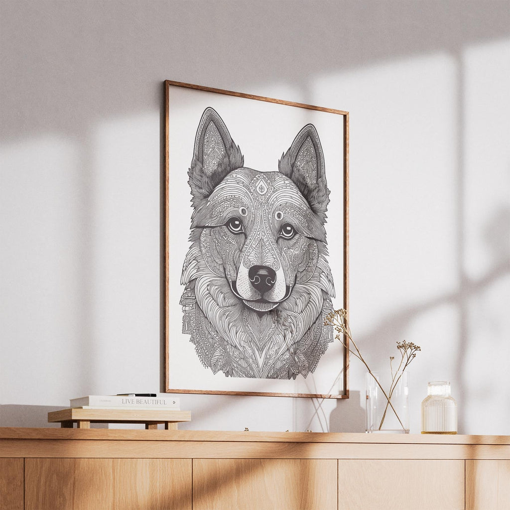 German Spitz Mandala Black and White Dog Series image 5