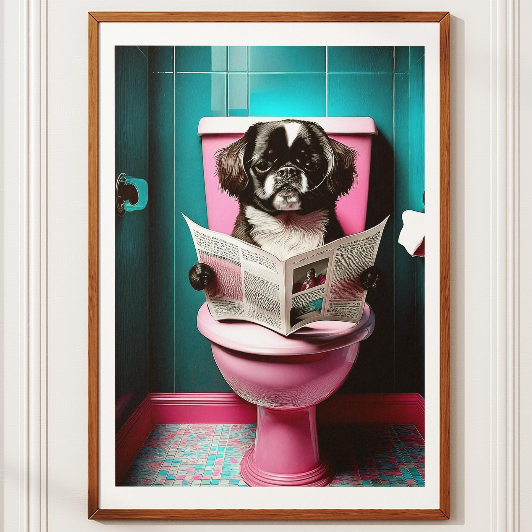 Pekingese Toilet Dogs PInk and Turquise image 10