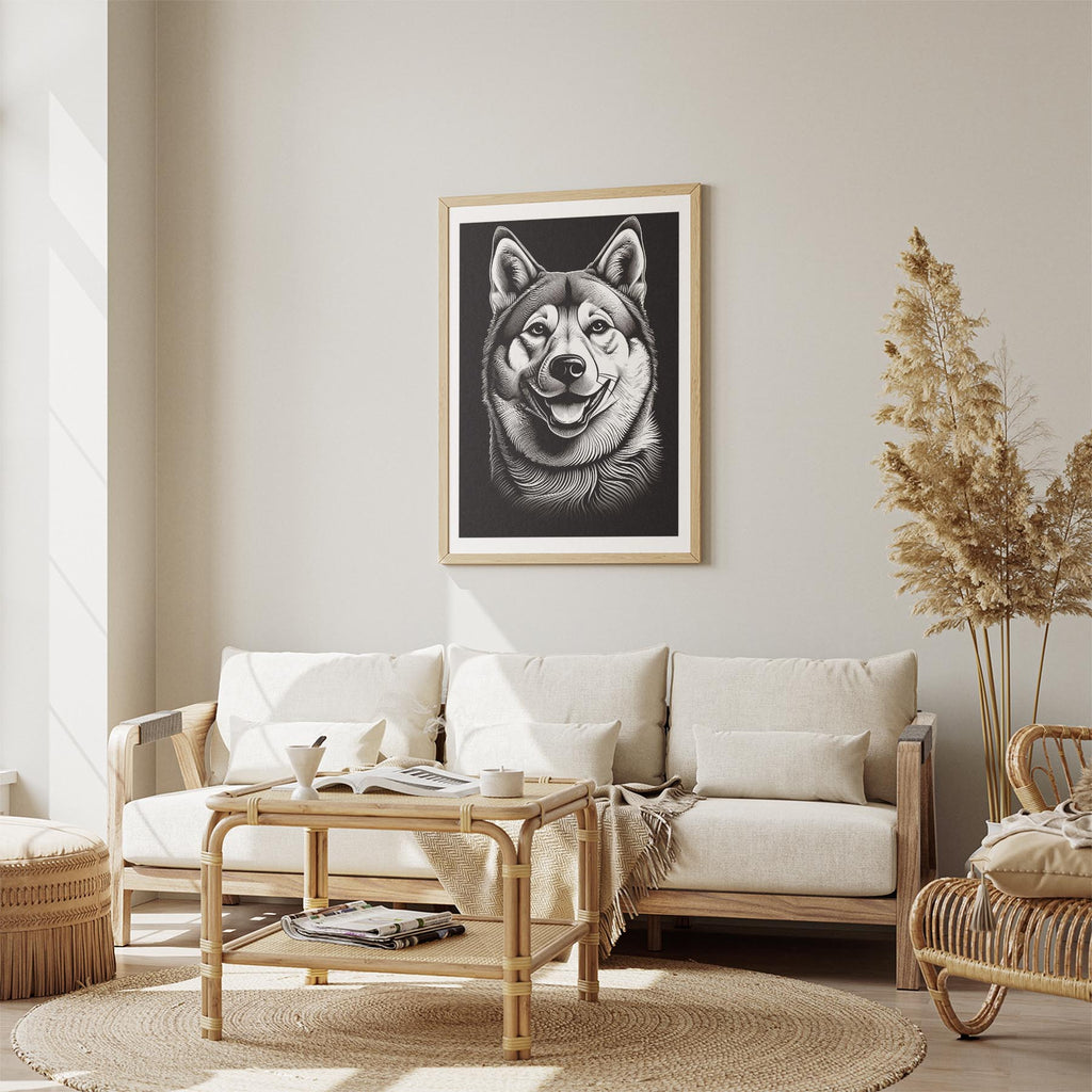 Akita Inu Line Dog Series in Black and White image 2