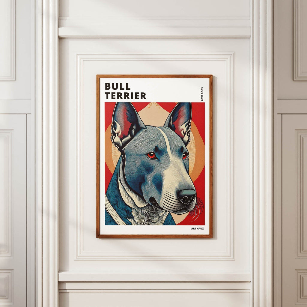Bull Terrier Hokusai Japanese Inspired Dog Series with Text image 3