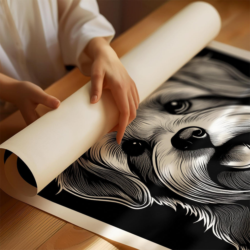 Maltese Line Dog Series in Black and White image 1