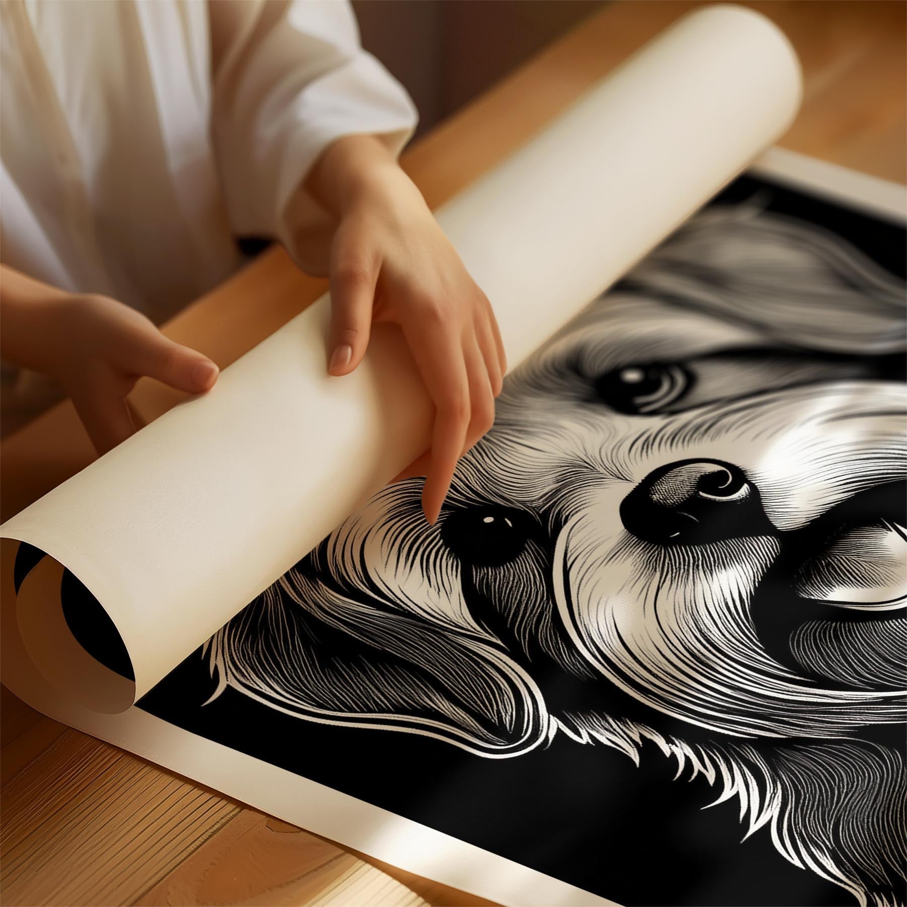 Maltese Line Dog Series in Black and White image 1