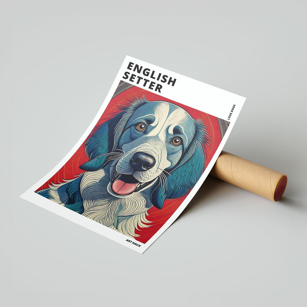 English Setter Hokusai Japanese Inspired Dog Series with Text image 6
