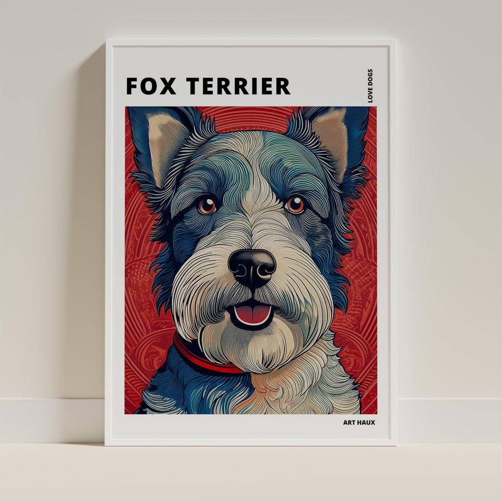 Fox Terrier Hokusai Japanese Inspired Dog Series with Text image 8