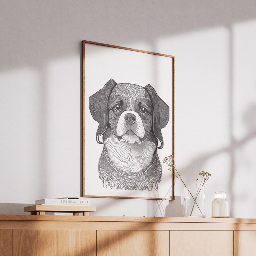 Japanese Chin Mandala Black and White Dog Series image 5