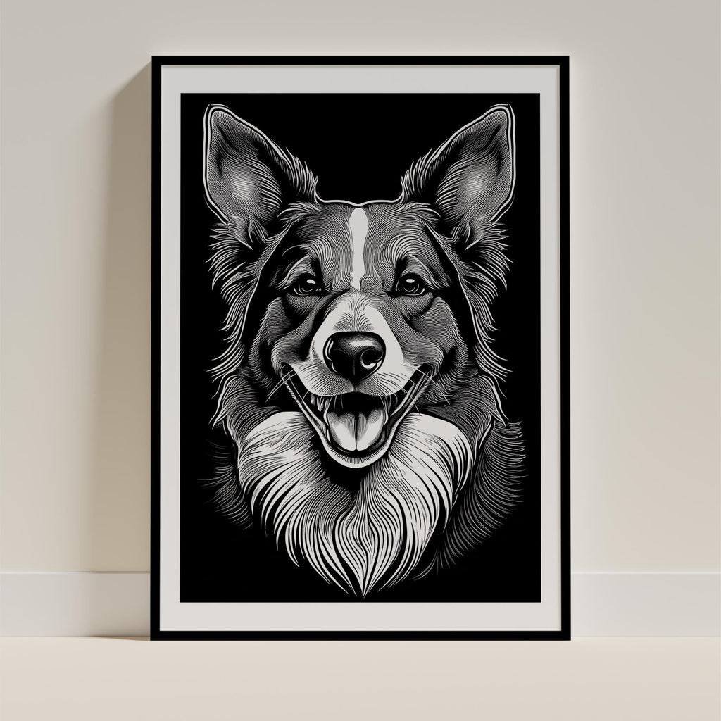 Border Collie Line Dog Series in Black and White image 0