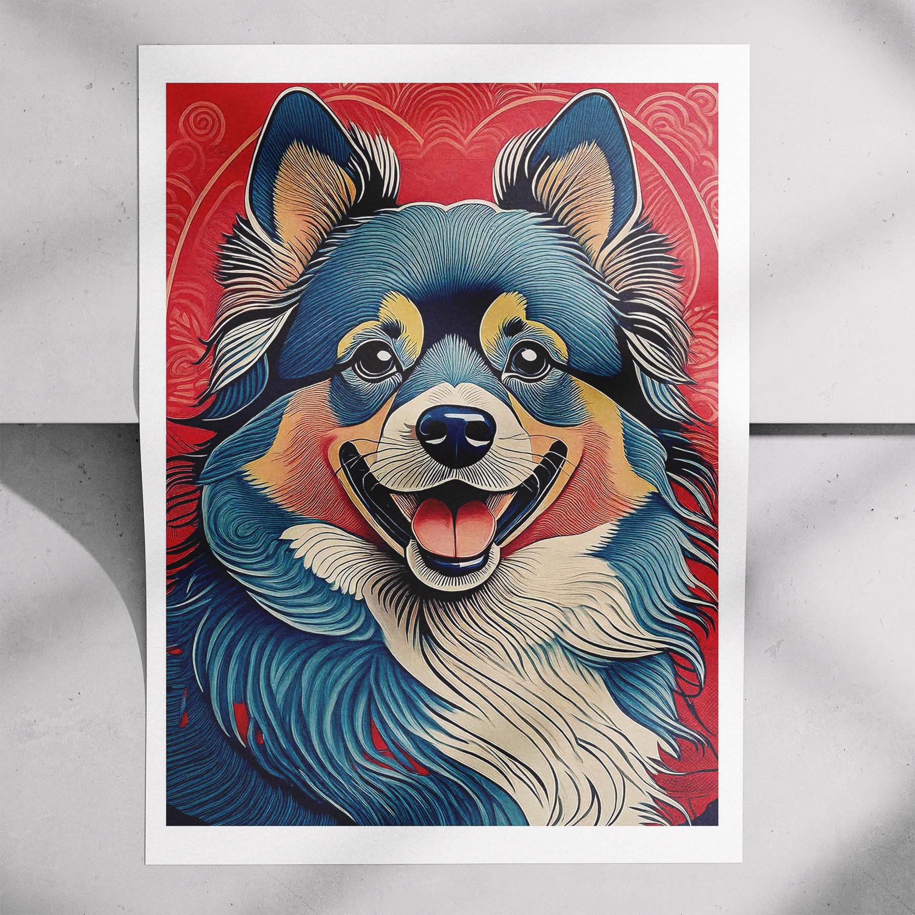 German Spitz Hokusai Japanese Inspired Dog Series image 7