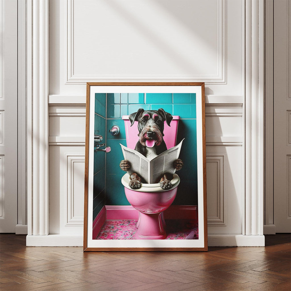 Airedale Toilet Dogs PInk and Turquise image 4