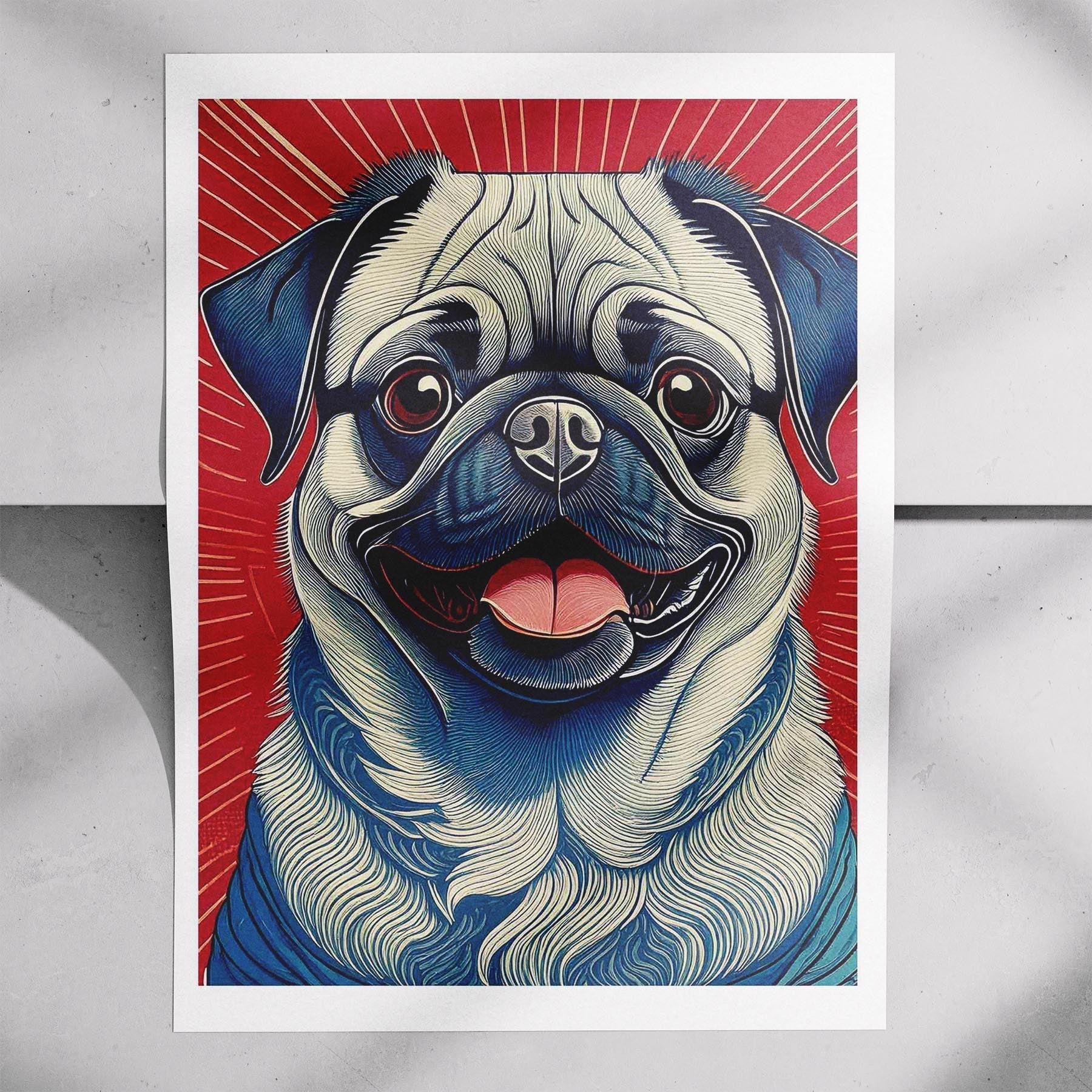 Pug Hokusai Japanese Inspired Dog Series image 7