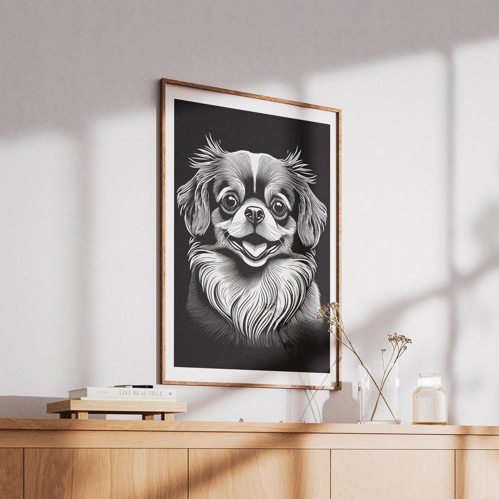 Pomeranian Line Dog Series in Black and White image 5