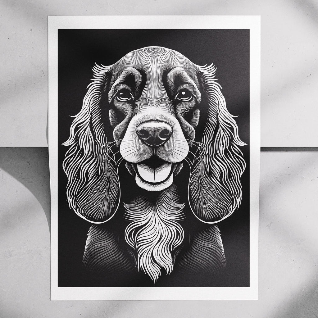 Cocker Spaniel Line Dog Series in Black and White image 7